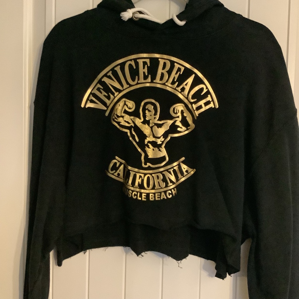 Venice Beach Black Cropped Hoodie - Picture 2 of 4
